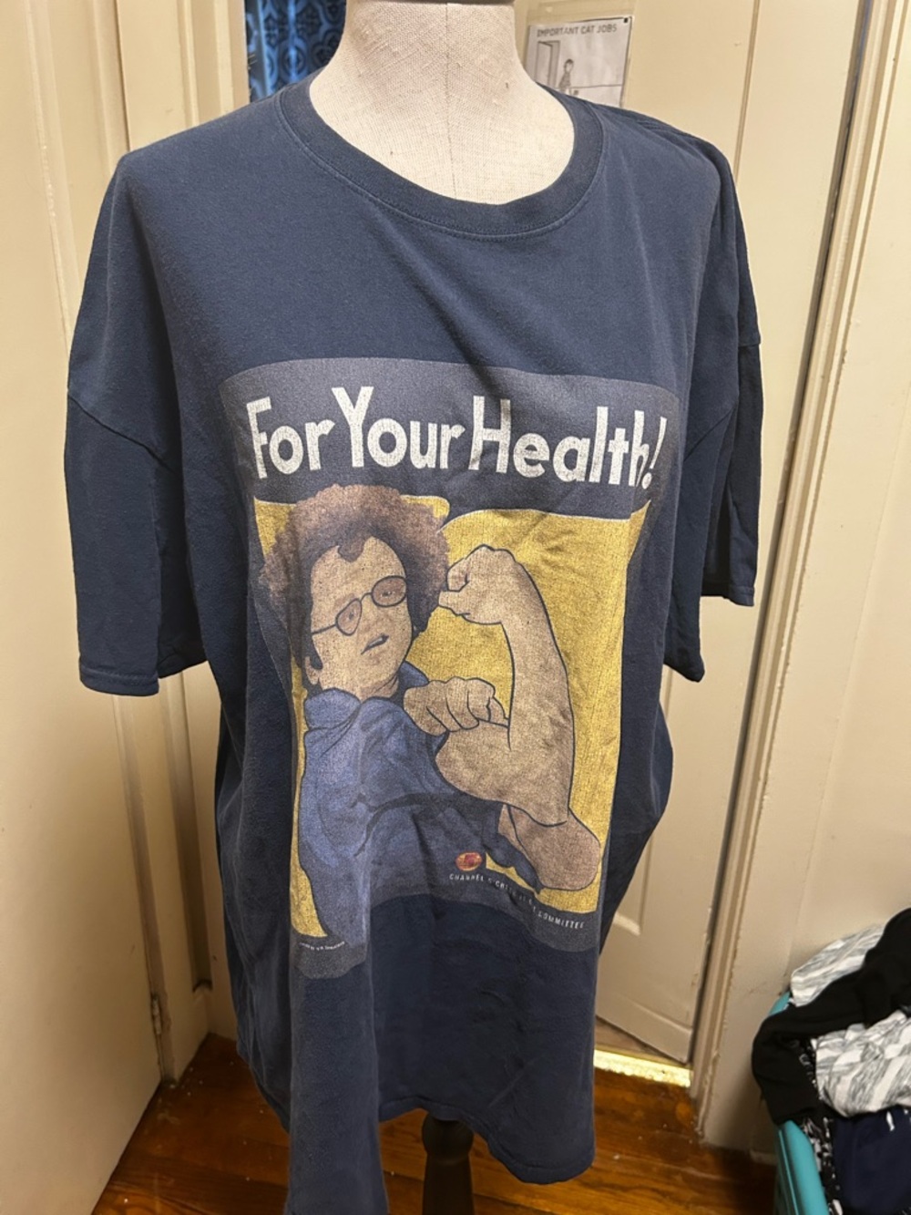 Vintage Navy Graphic Tee "For Your Health!"